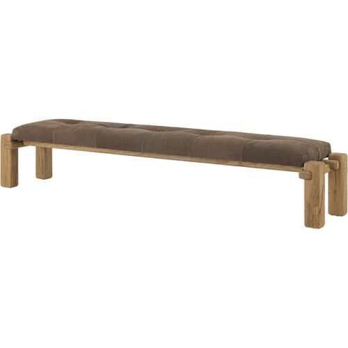 Louise Leather Accent Bench, Nubuck Cigar