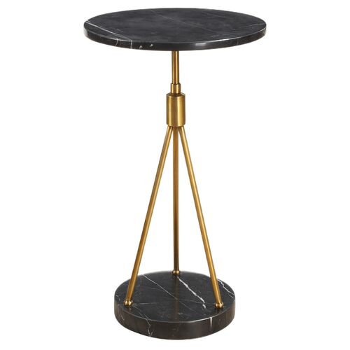 Leonel Marble Accent Table, Black/Brass