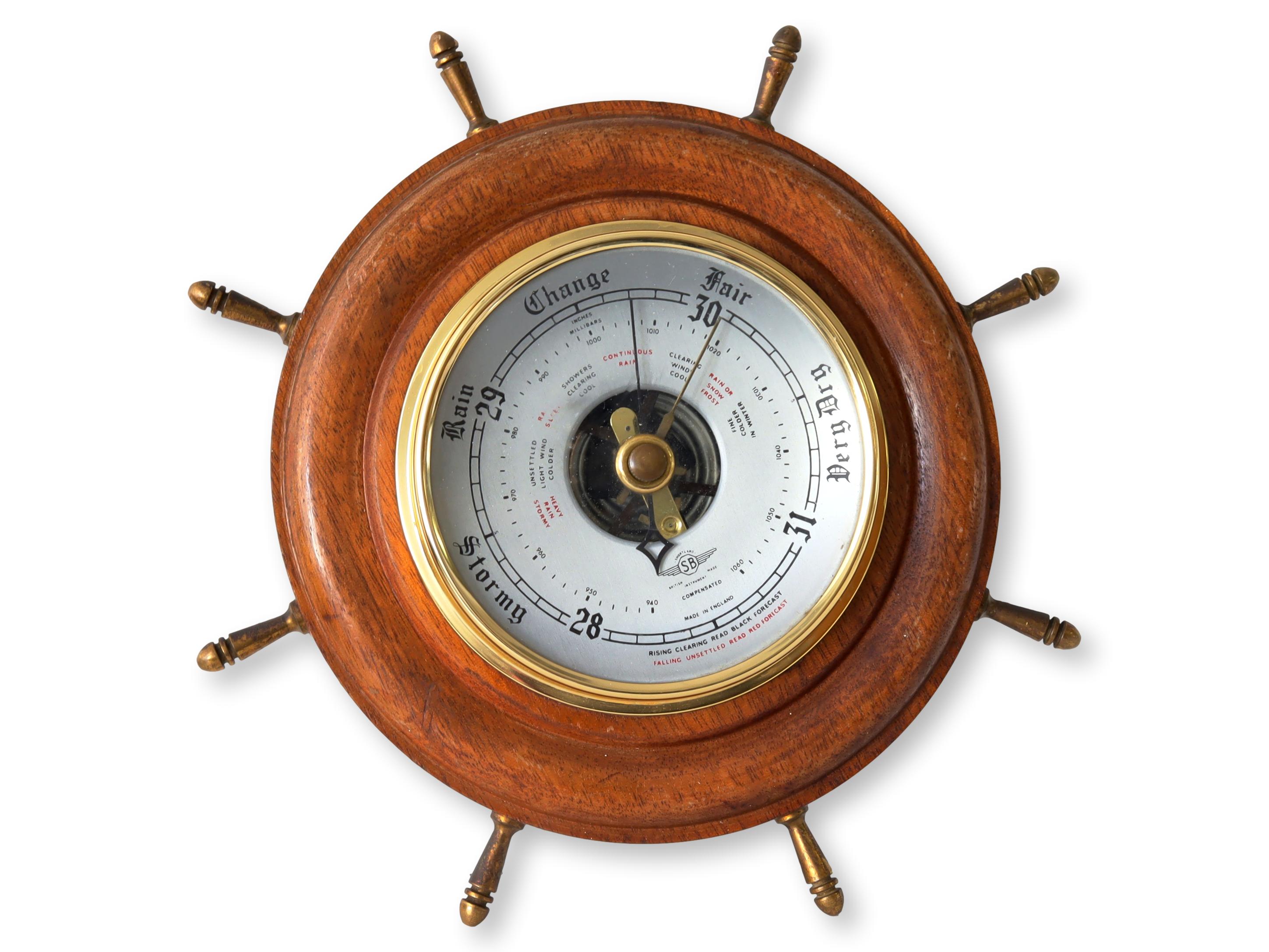 Midcentury Ship Wheel Nautical Barometer