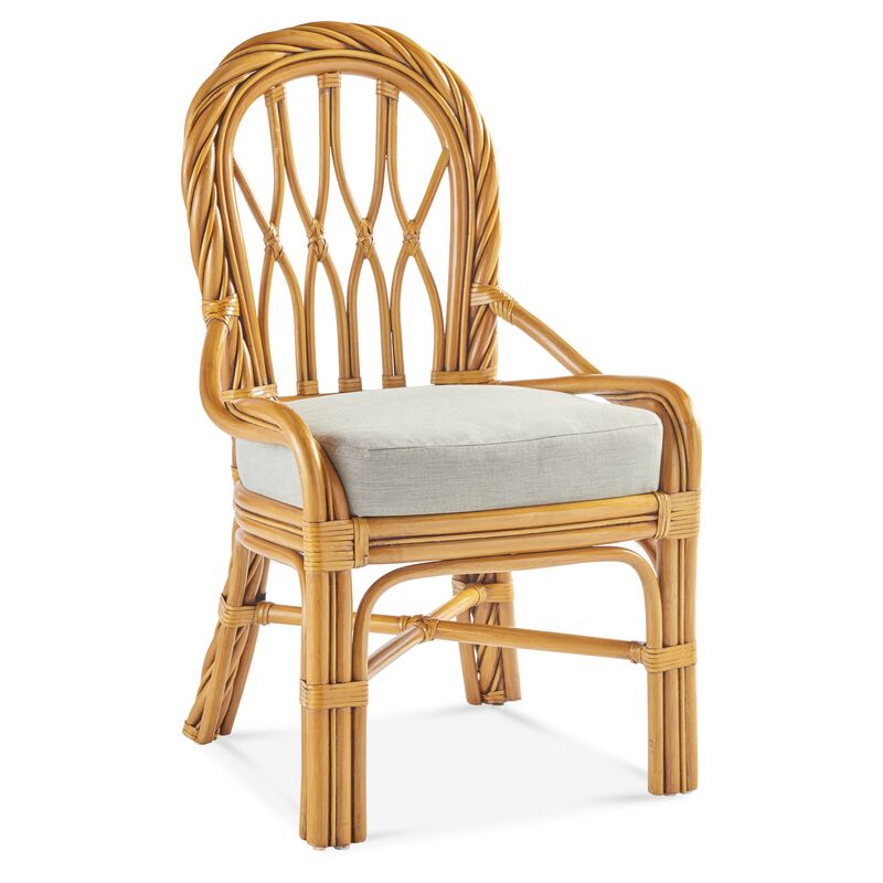 New Twist Rattan Dining Side Chair, Natural/White