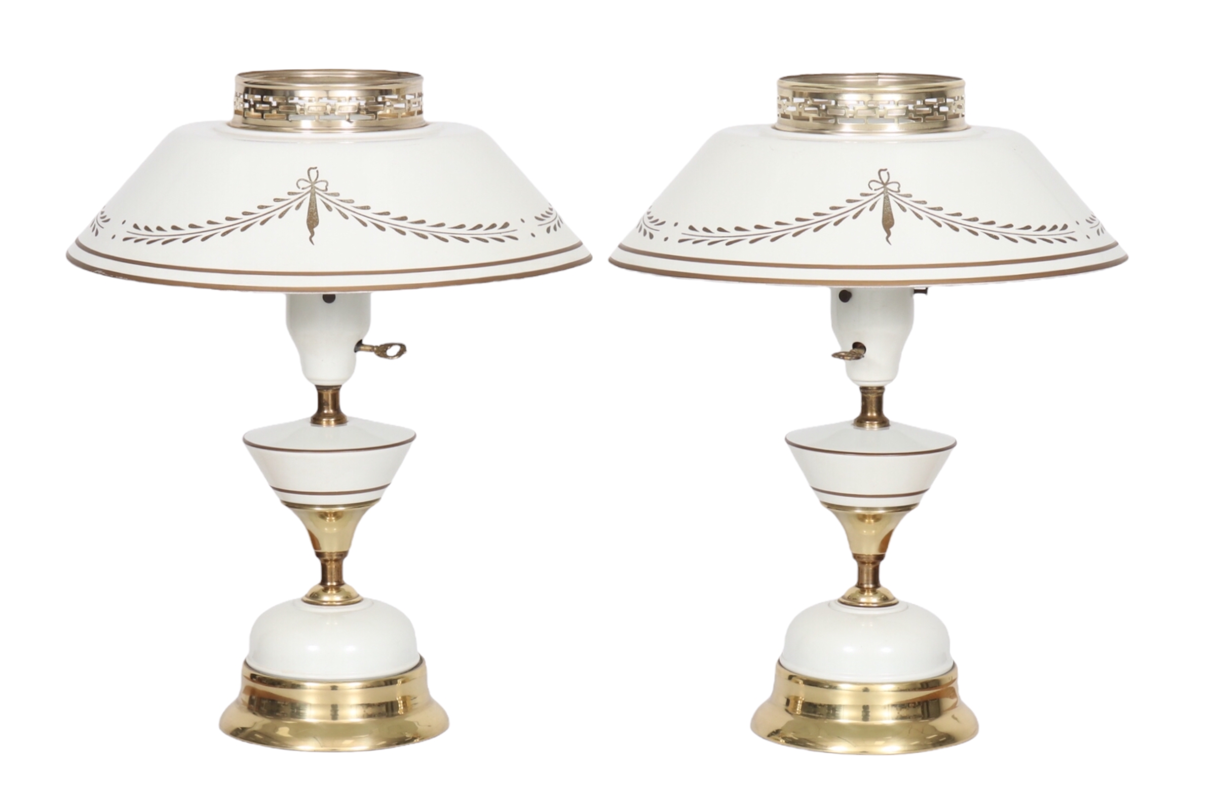 White & Gold Regency Table Lamps, a Pair~P77666304