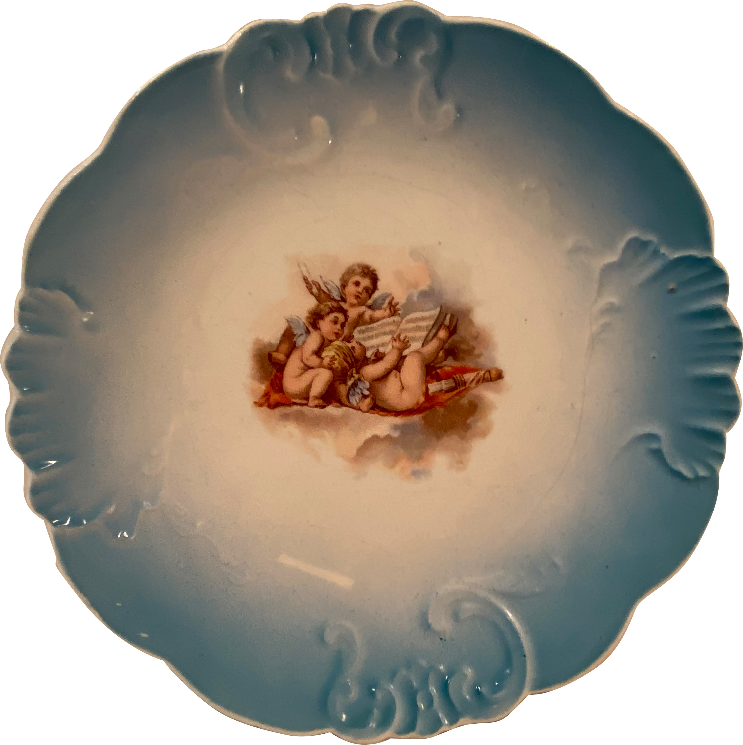 Antique Porcelain Plate w/ Cherubim~P77633712