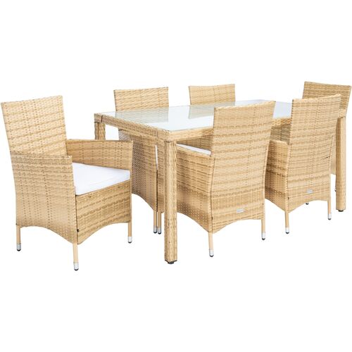 Janis 7-Pc Outdoor Dining Set, Natural/White~P77647877