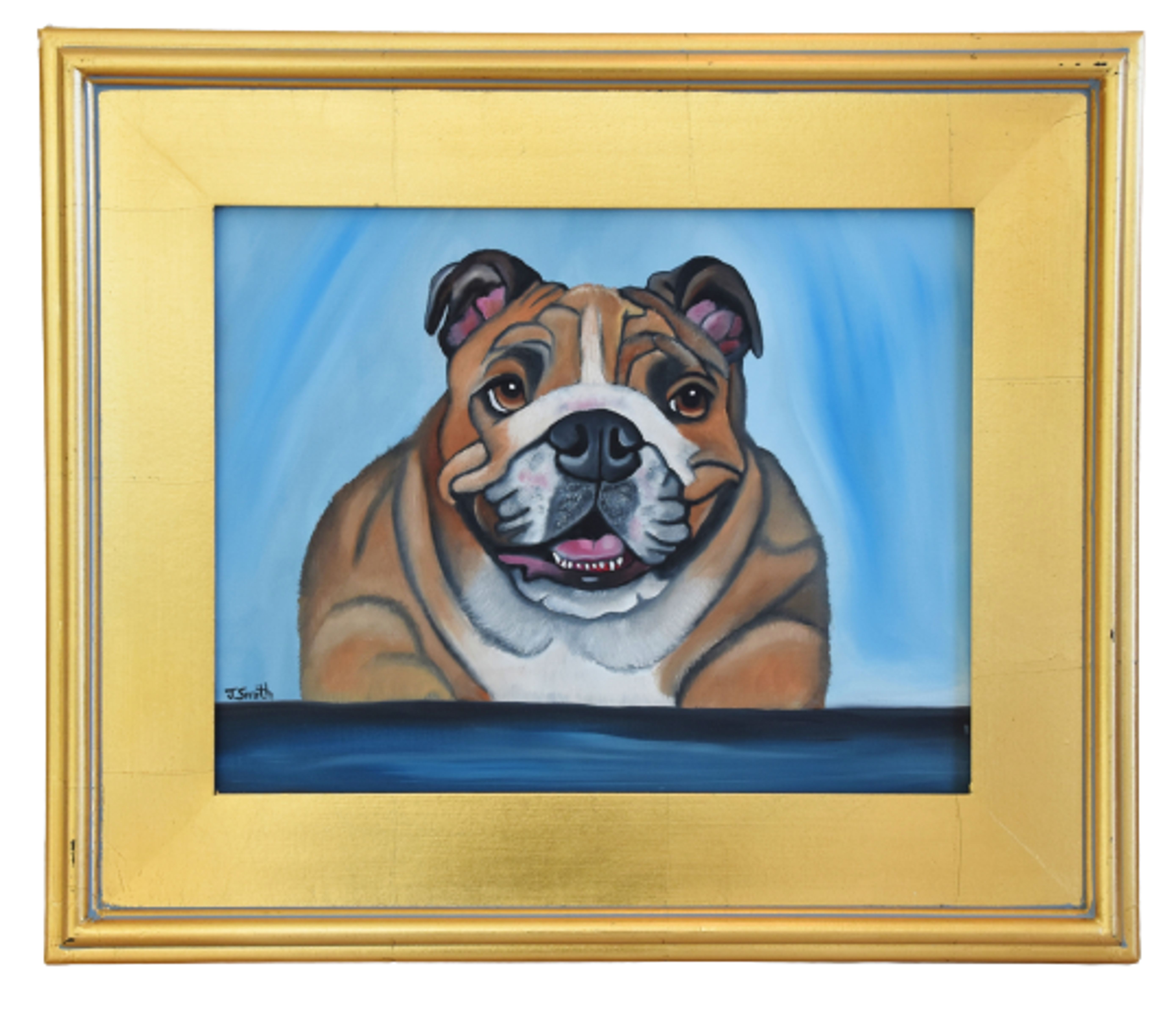 English Bulldog Dog Portrait Painting~P77651770