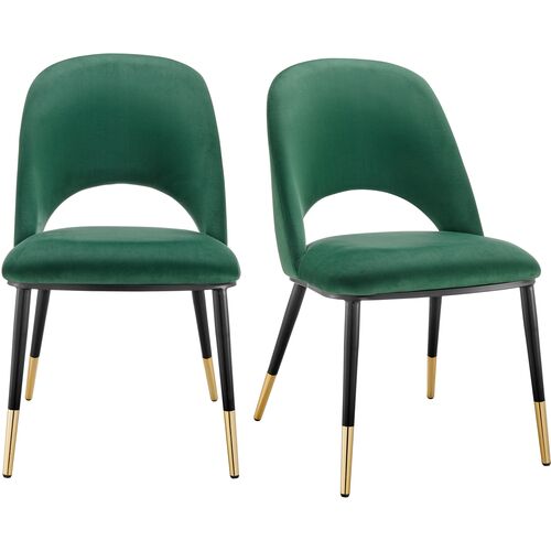 S/2 Lucie Side Chairs, Green Velvet~P77647675