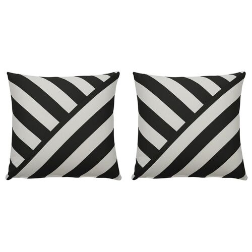 S/2 Halo T-Stripe Outdoor Pillows, Midnight/White~P77534589