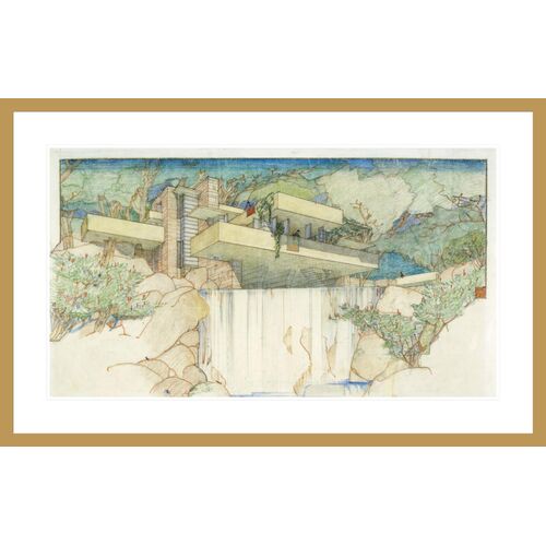 Edgar J. Kaufmann House Fallingwater "Mill Run PA" by Frank Lloyd Wright Print Edgar J. Kaufmann House Fallingwater "Mill Run PA" by Frank Lloyd Wright Print