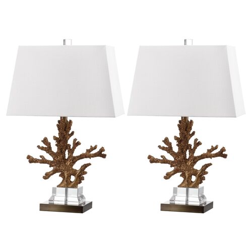 S/2 Bashi Table Lamps, Gold/Clear~P46308849