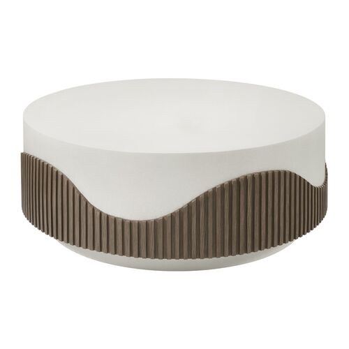 Nolene Outdoor Round Coffee Table, Brown/White~P77650414