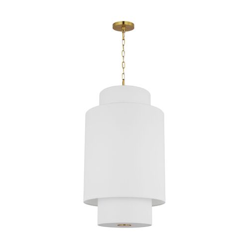 Sawyer 1-Light Small Hanging Shade, Burnished Brass/White Linen Sawyer 1-Light Small Hanging Shade, Burnished Brass/White Linen