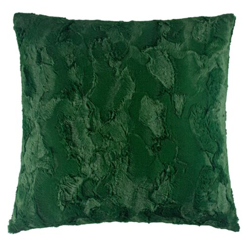 Isla 22x22 Faux Fur Pillow, Emerald