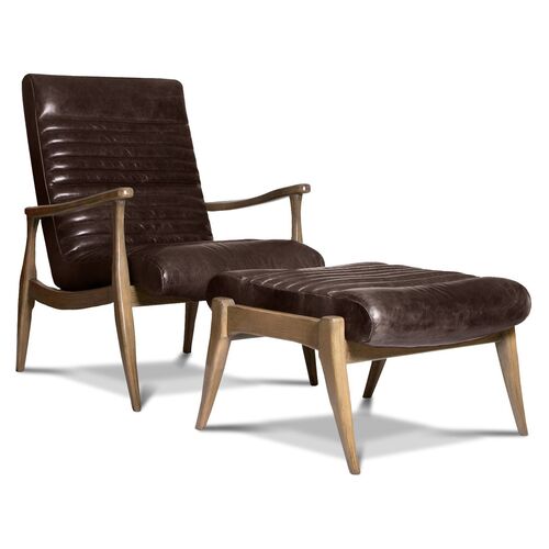 Erik Accent Chair & Ottoman Set, Espresso~P77425834