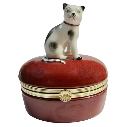 Porcelain &amp; Ormolu Cat Box~P77662509
