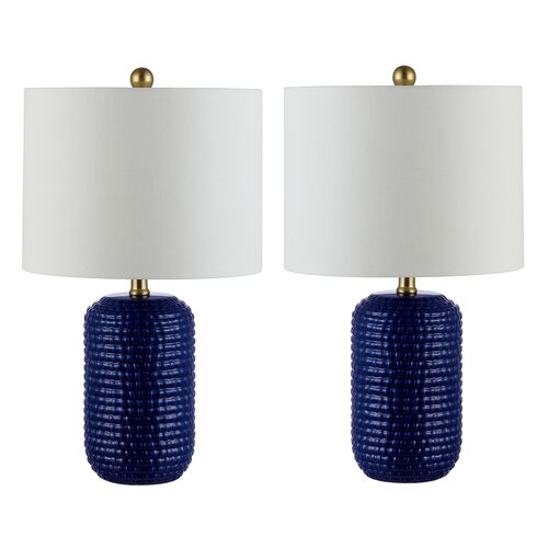 S/2 Jade Table Lamps, Navy Blue~P111124759