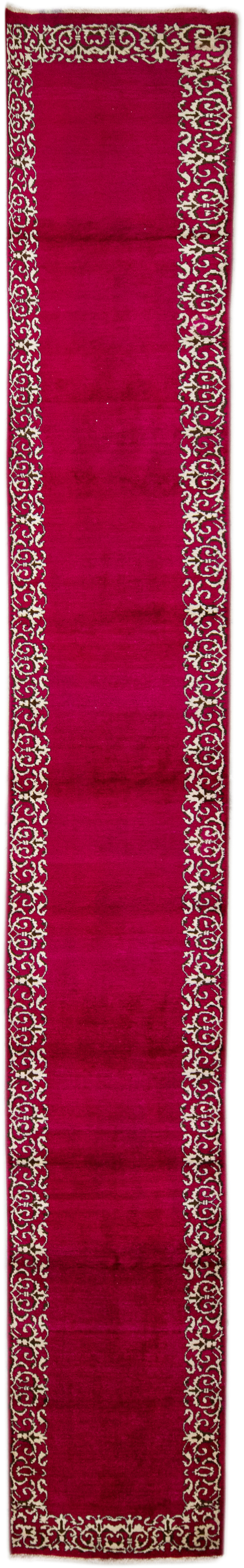 Vintage Handmade Pink Solid Wool Rug~P77652537