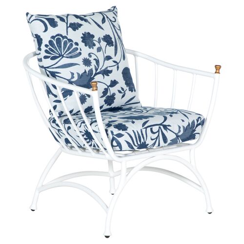 Frances White Accent Chair, Indigo Dolce Floral~P77642110