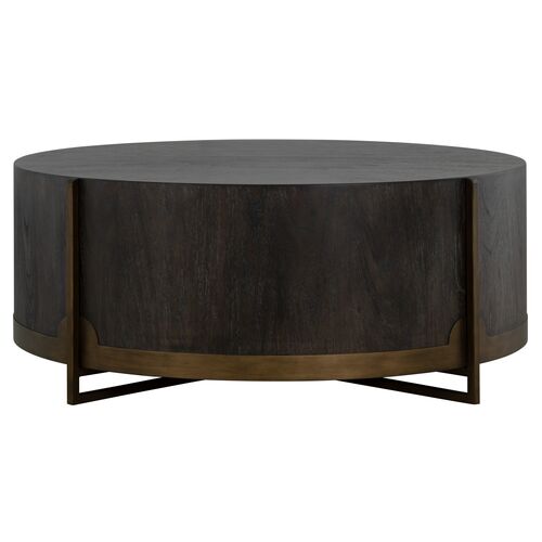 Clifton 49" Round Coffee Table, Dark Brown