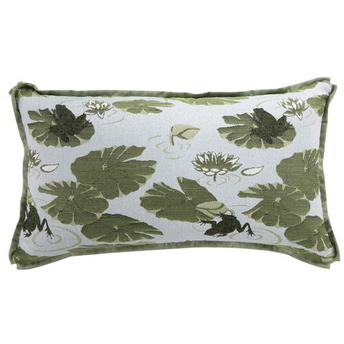 Ribbit Outdoor 14x24 Lumbar Pillow, Ivy Ribbit Outdoor 14x24 Lumbar Pillow, Ivy