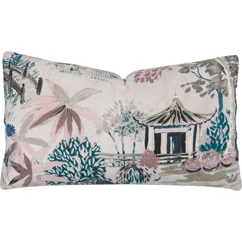 Jing 13x22 Chinoiserie Lumbar Pillow, Pink