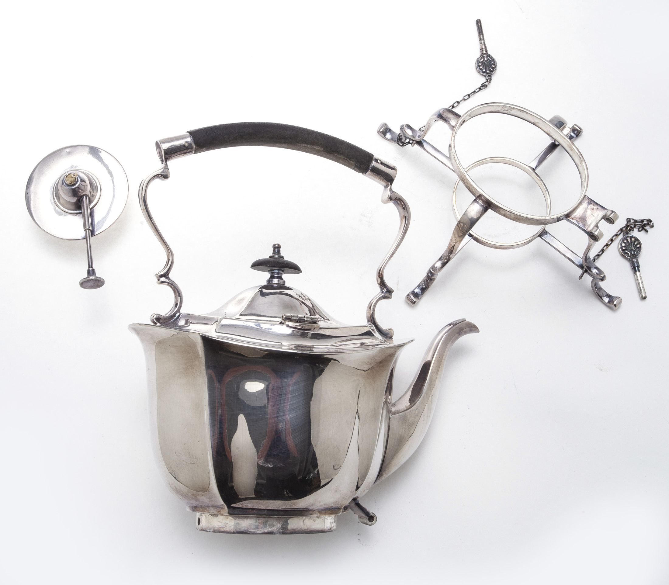 Antique English Silver Plate Tea Kettle, Hot Water Pod With Warmer