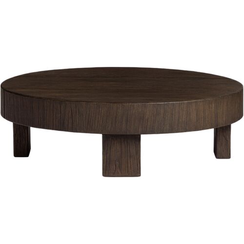 Coachbuilt 40" Round Reclaimed Elm Coffee Table, Brown