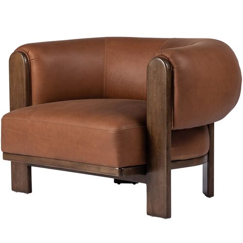 Bento Leather Accent Chair, Cognac