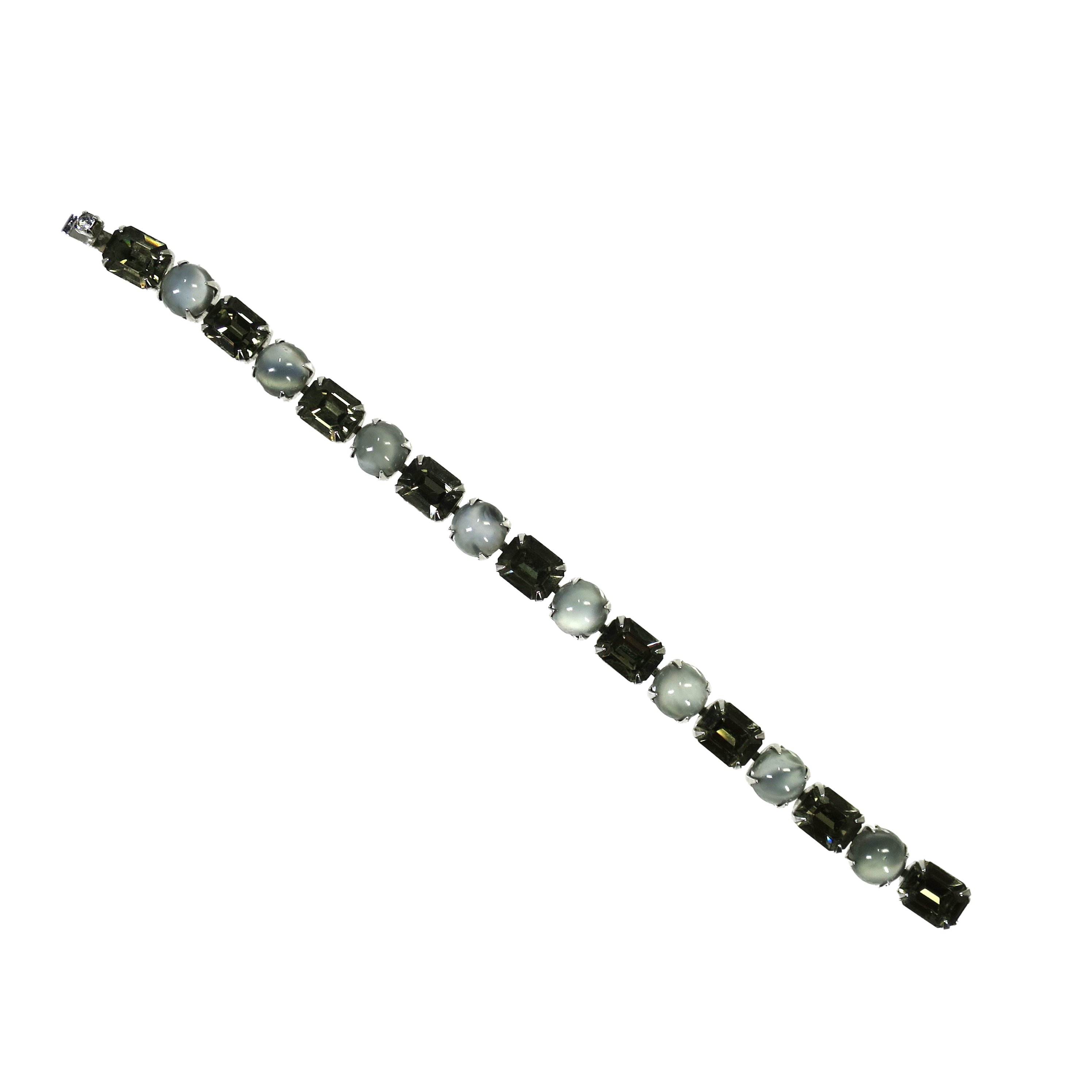 1950s Moonstone & Black Diamond Bracelet~P77678682