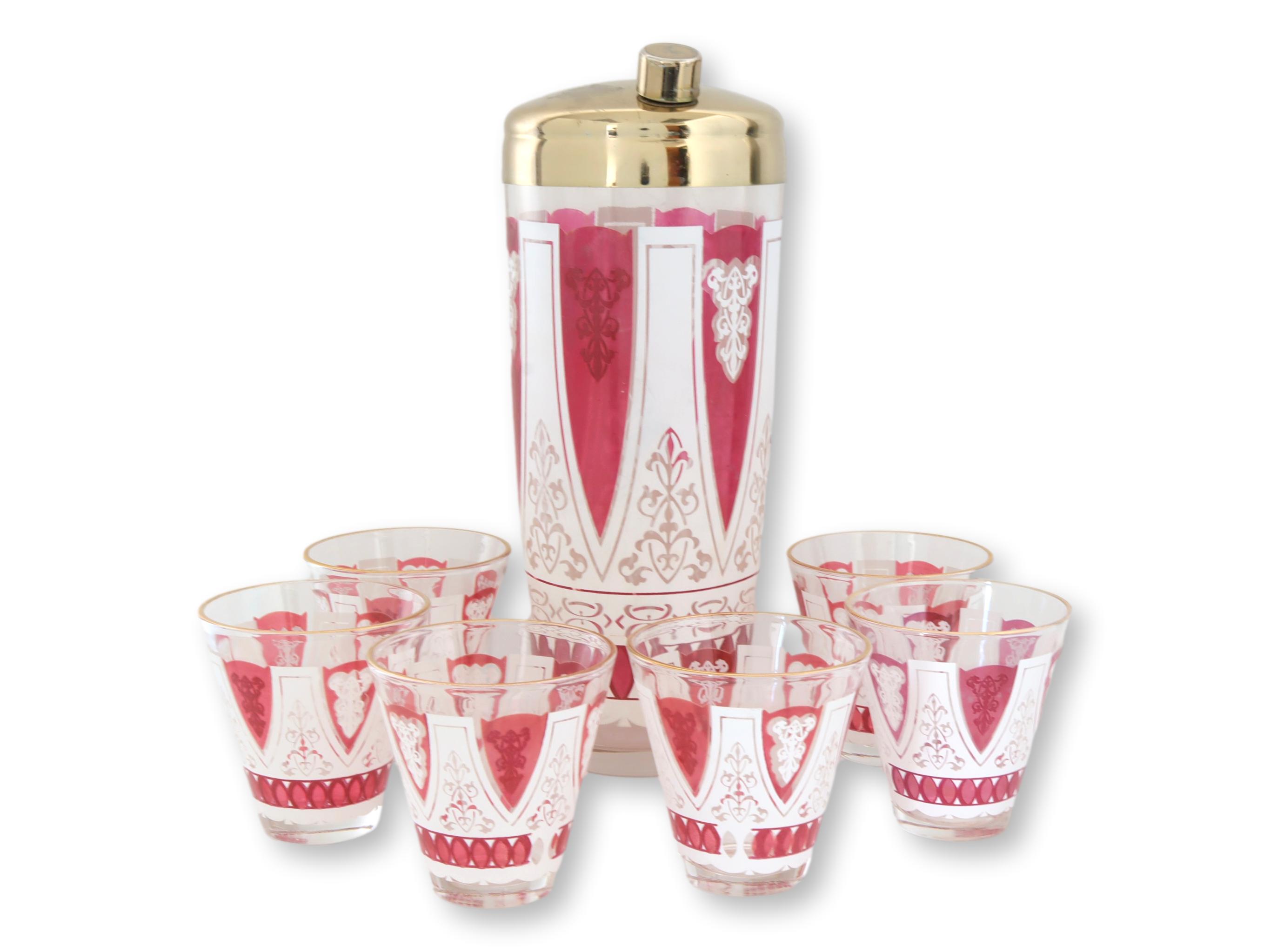 Midcentury Cocktail Shaker & Six Glasse~P77688504