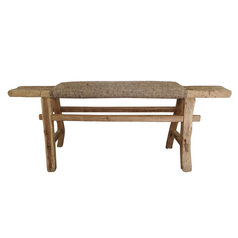 Antique Shandong Bench with Italian Silk