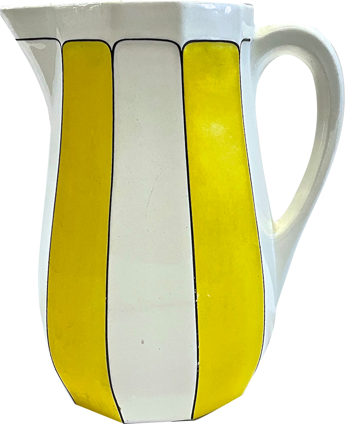 Midcentury Striped Yellow/White Pitcher~P77662321
