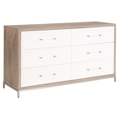 Riley 6-Drawer Double Dresser, Natural Gray/White~P77598587