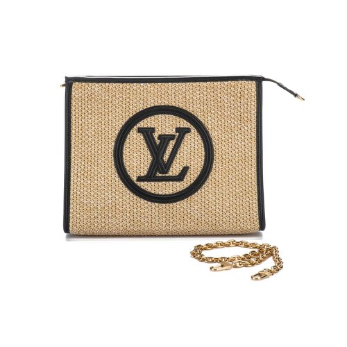 Louis Vuitton Toiletry Pouch On Chain Raffia Bag Gold Color
