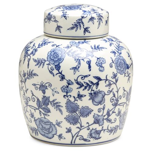 10" Arundel Round Ginger Jar, Blue/White~P77508545