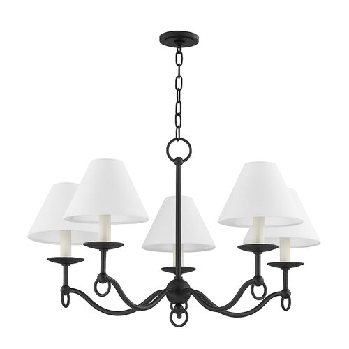 Massi Chandelier, Forged Iron/White Linen