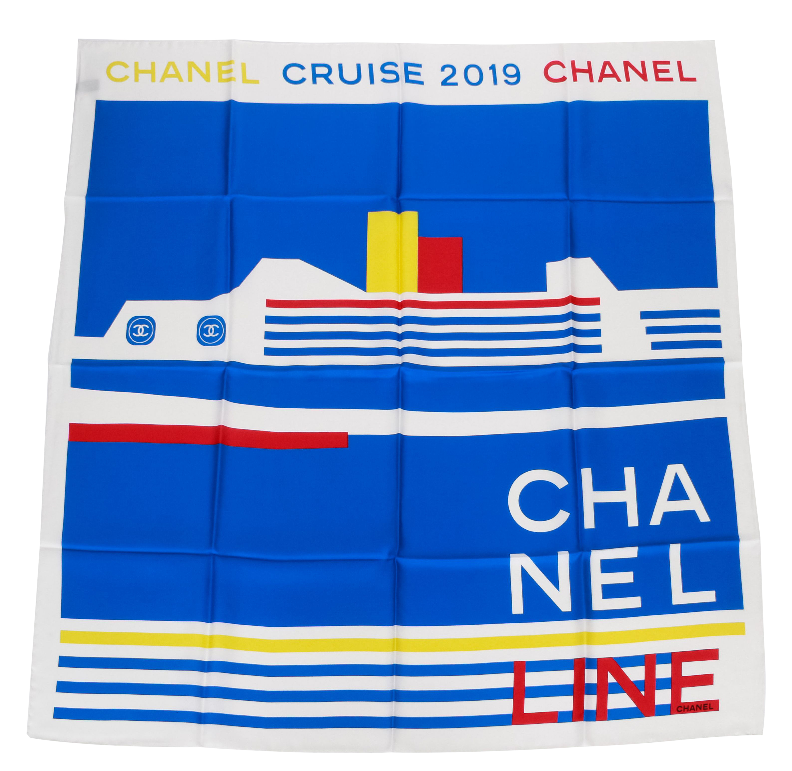 Chanel new white/blue/red/yellow scarf~P77633513
