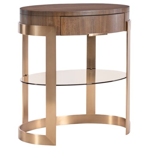 Eleana Oval Nightstand, Medium Wood