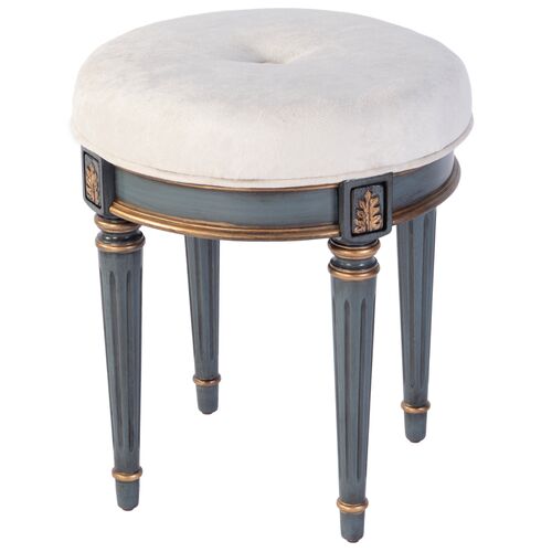 Clarissa Round Cotton Upholstered Vanity Stool