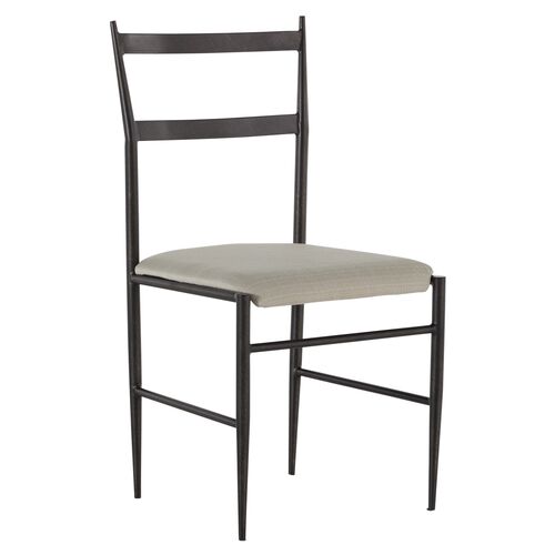 Ward Iron Side Chair, Brushed Black/Soft Linen~P77303645