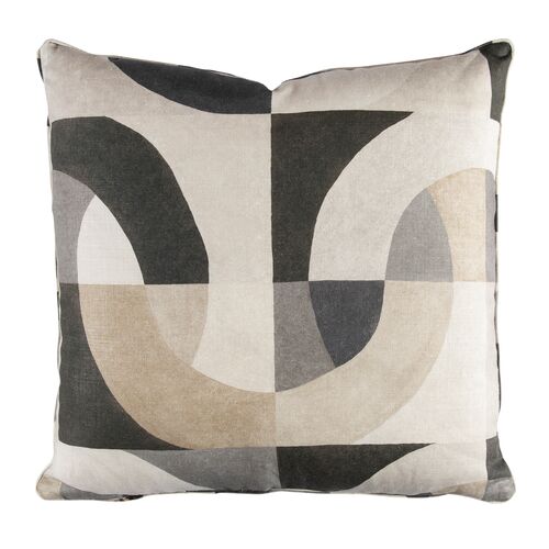 Fritzie Mod Linen Pillow, Onyx/Ivory Fritzie Mod Linen Pillow, Onyx/Ivory