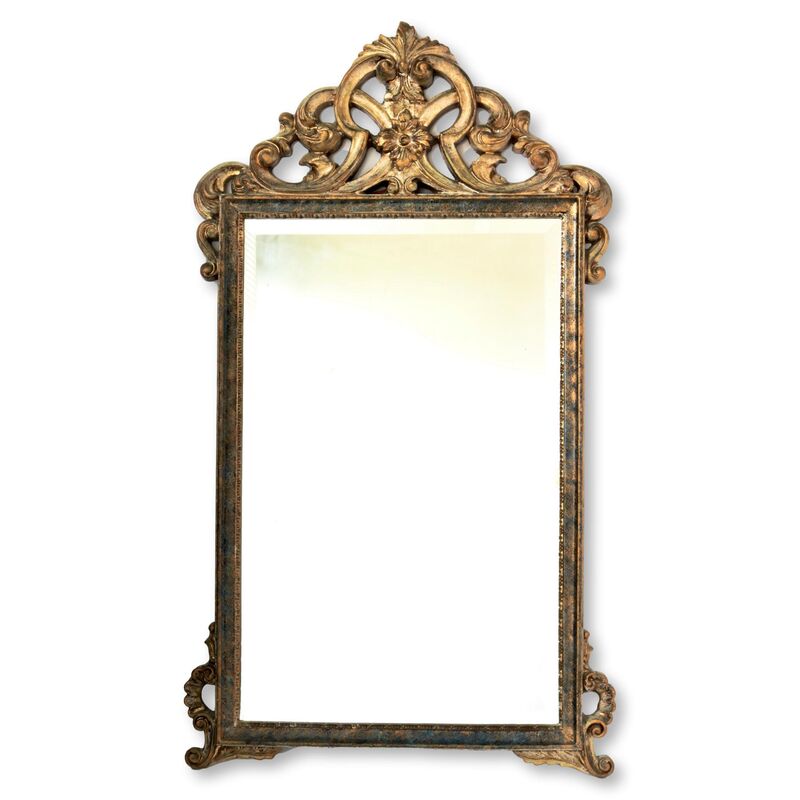 Antique French Gilt Wood Beveled Mirror, Antique French Gilt Mirror