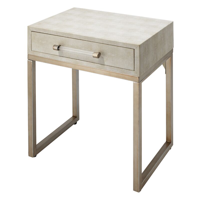 Kain Faux Shagreen Side Table, Ivory
