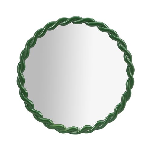 Ardena Glossy Round Wall Mirror, Forest Green