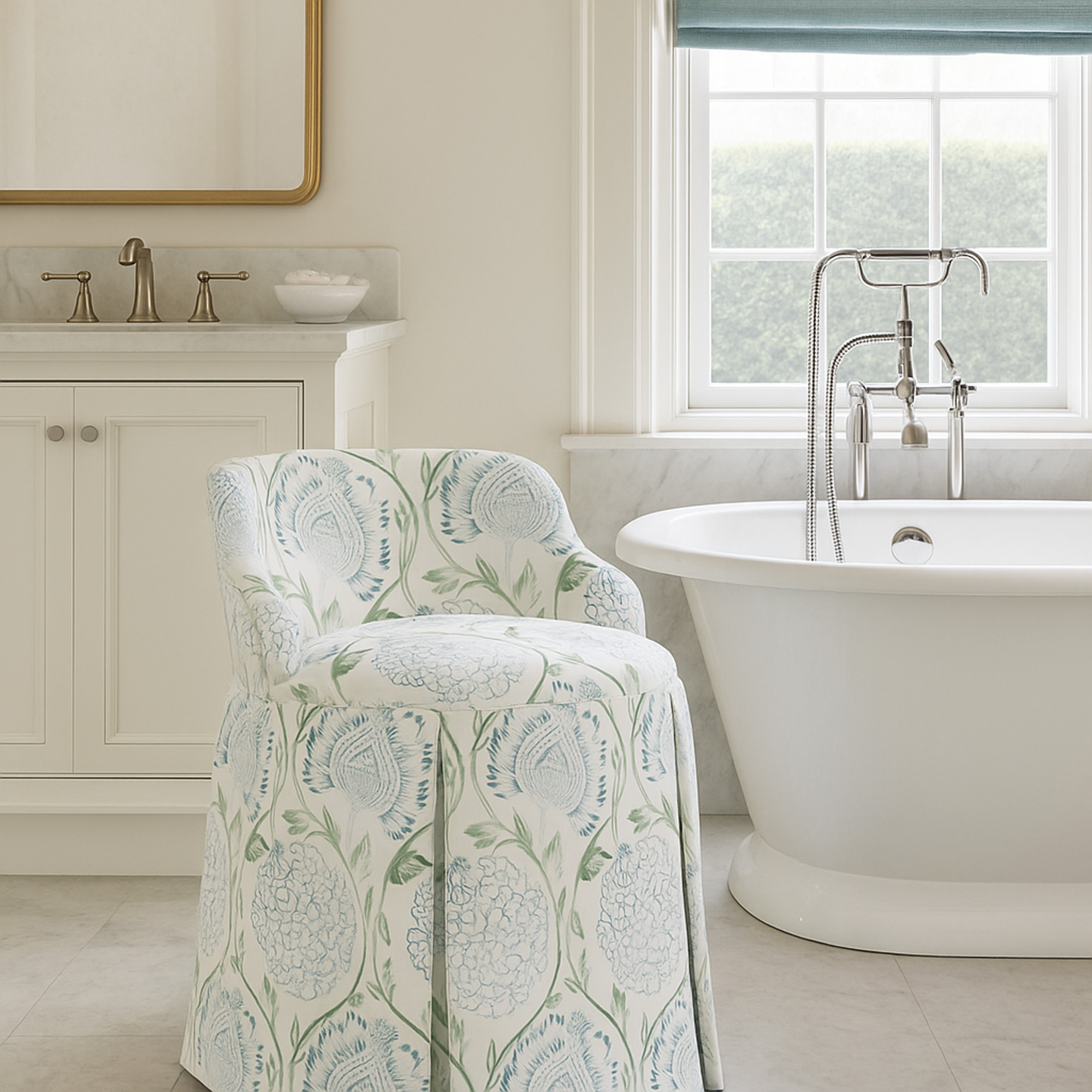 Addie Vanity Stool, Ranjit Floral | One Kings Lane