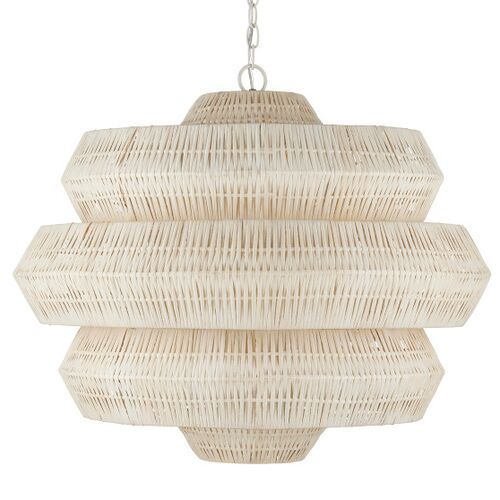 Antibes Medium Rattan Chandelier, Bleached Natural