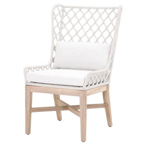 Ann Outdoor Rope Wingback Chair, Gray/White~P77598540