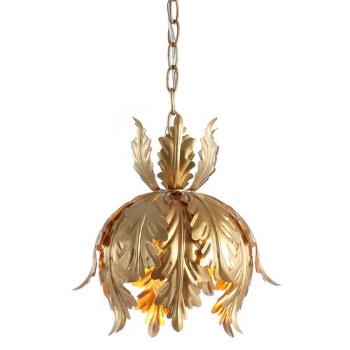 Revelyn Iron Leaf Pendant, Gold