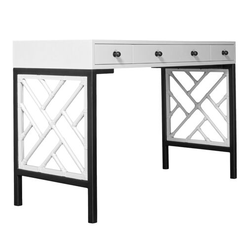 Chippendale Rattan 3-Drawer Writing Desk Chippendale Rattan 3-Drawer Writing Desk
