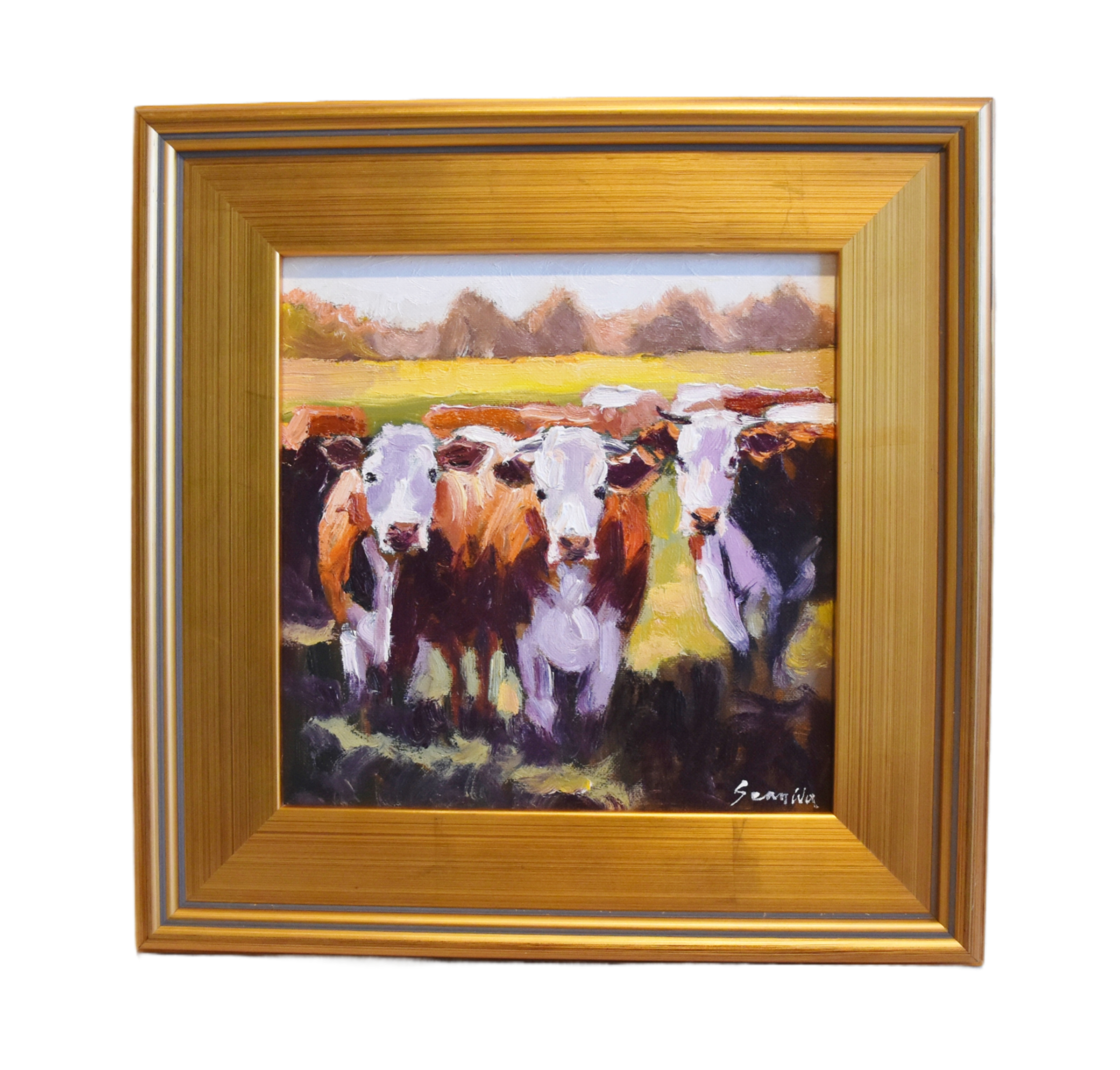 Impressionist Hereford Cattle Painting~P77684268