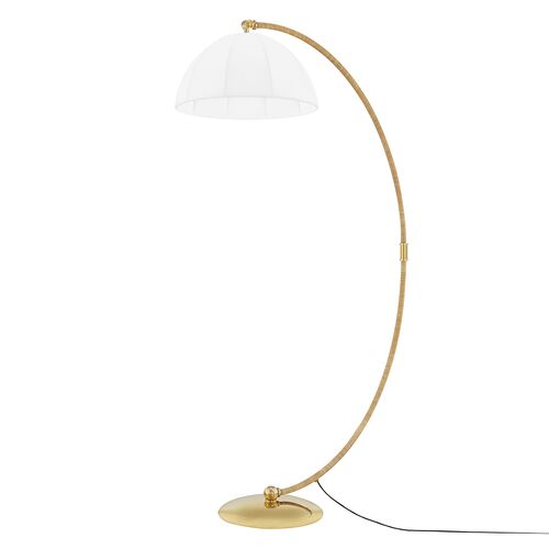 Tenley Arc Floor Lamp, Natural/Aged Brass