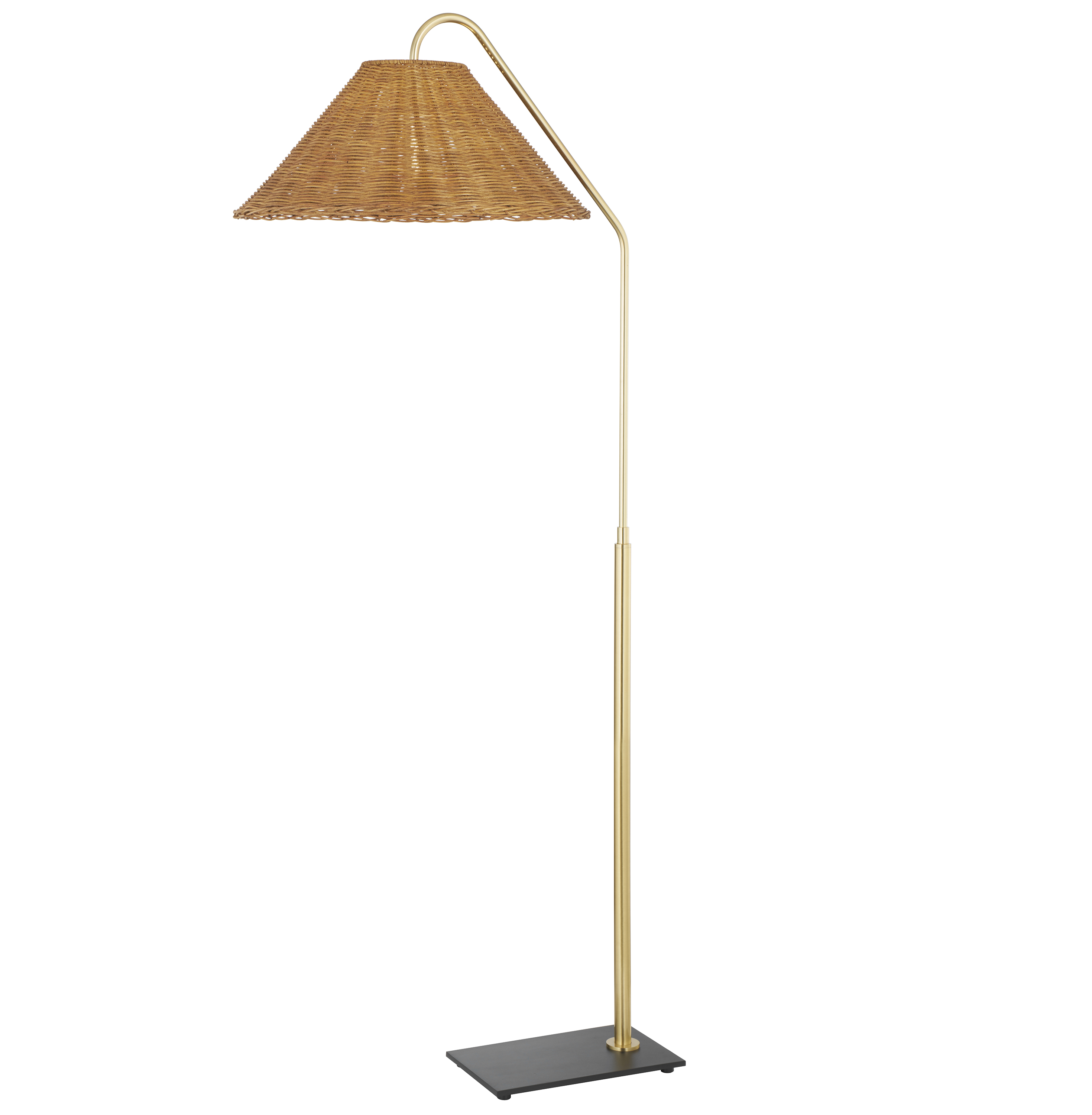 Lucille Rattan Floor Lamp, Aged Brass/Textured Black | One Kings Lane